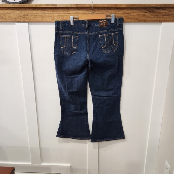 Run & Fly Jeans Woman's 38S W38 L27 Dark Blue Bell Bottom Super Flare Ma… - Picture 2 of 13